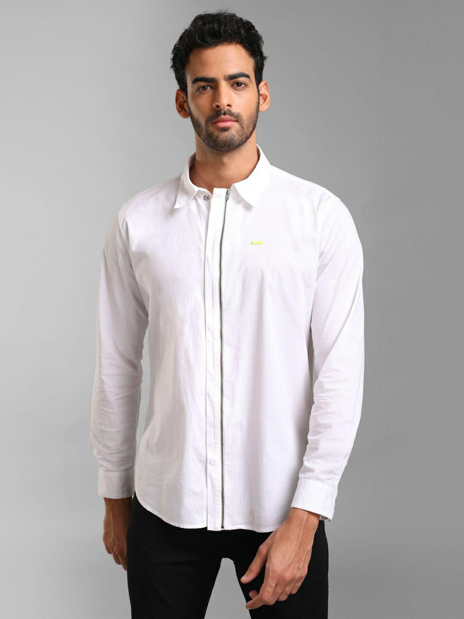 cotton stretch shirt with zipper closure