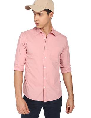 cotton stretch slim fit casual shirt