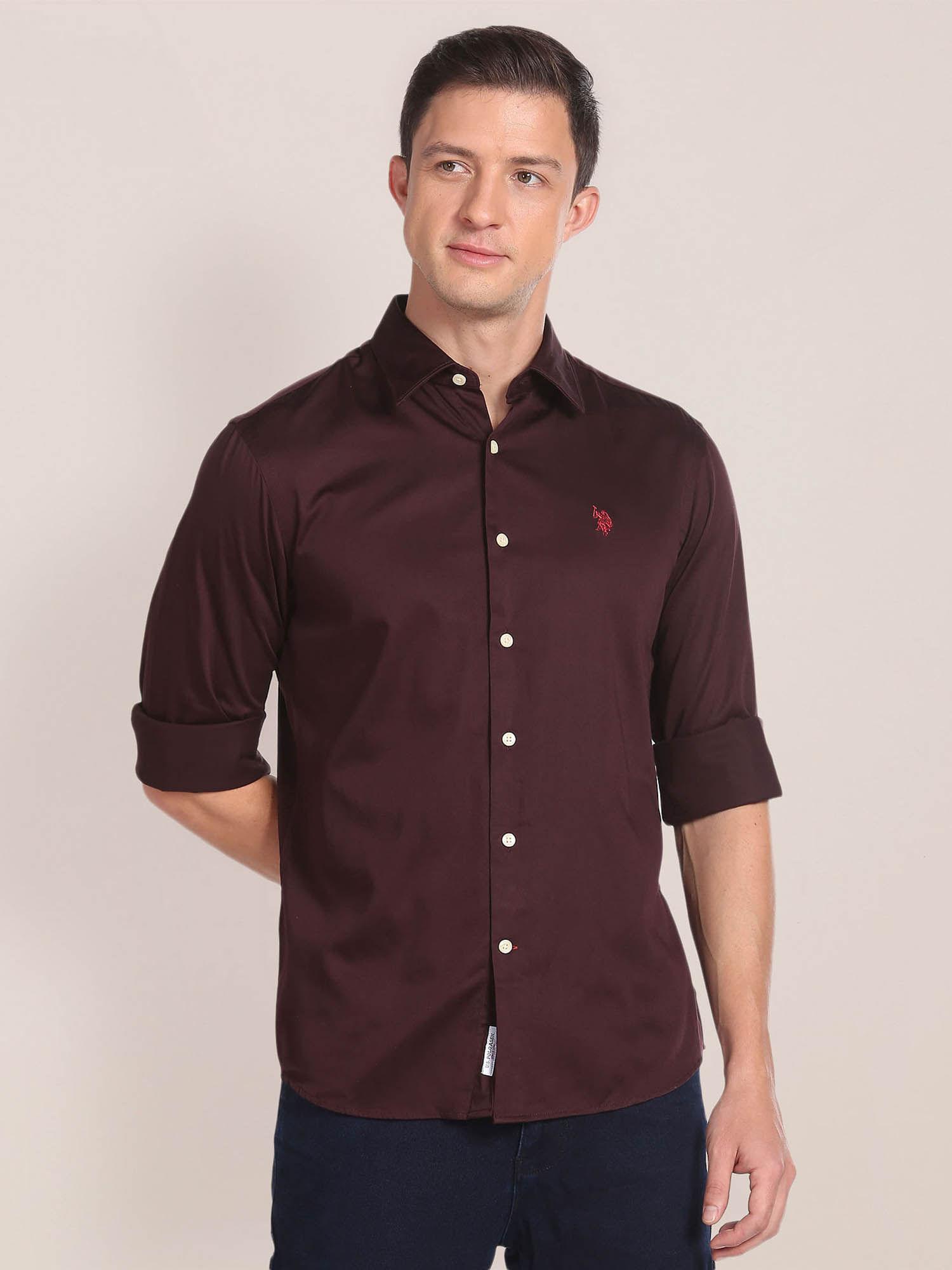 cotton stretch solid shirt