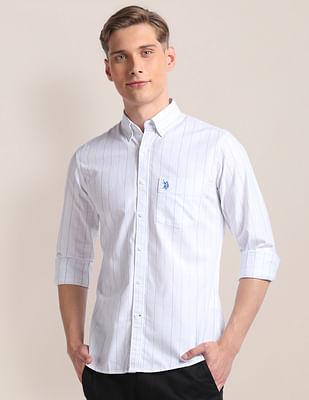 cotton stretch vertical stripe shirt