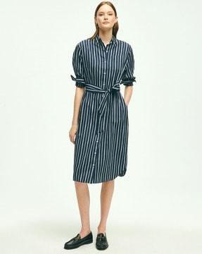 cotton striped shirt dress