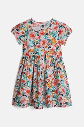cotton summer floral dress for girls - pink