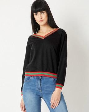 cotton sweatshirt with contrast panels