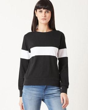 cotton sweatshirt with contrast stripe