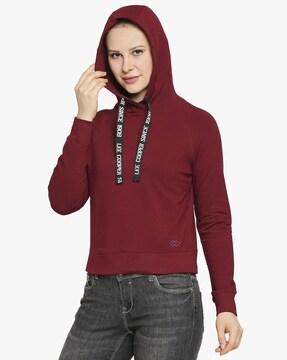 cotton sweatshirt with drawstring hood