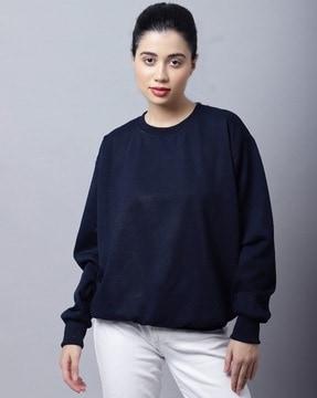 cotton sweatshirt with ribbed hems