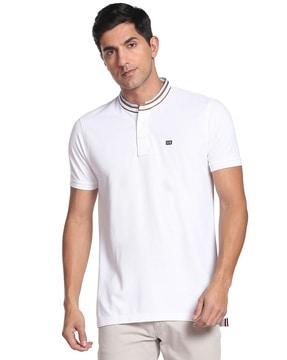 cotton t-shirt with band collar