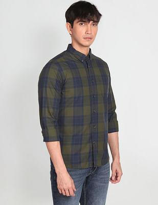 cotton tartan check casual shirt