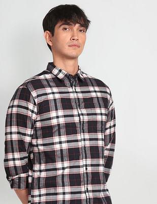 cotton tartan check casual shirt