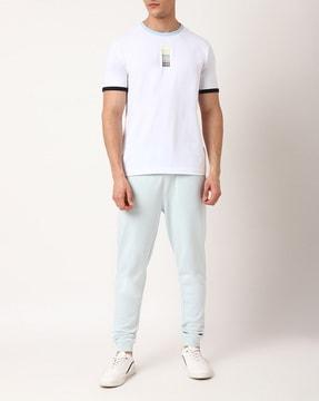cotton-terry tracksuit bottoms with logo patch