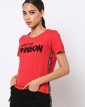 cotton top with placement typographic print