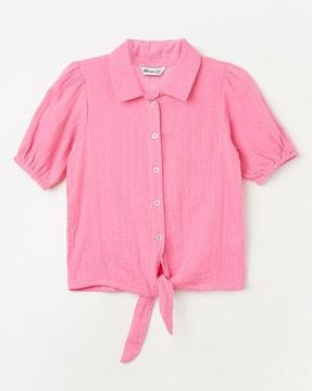 cotton top with puff sleeves