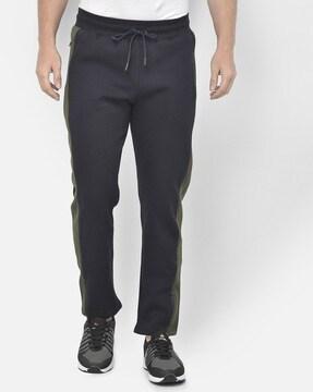 cotton track pants with contrast panels