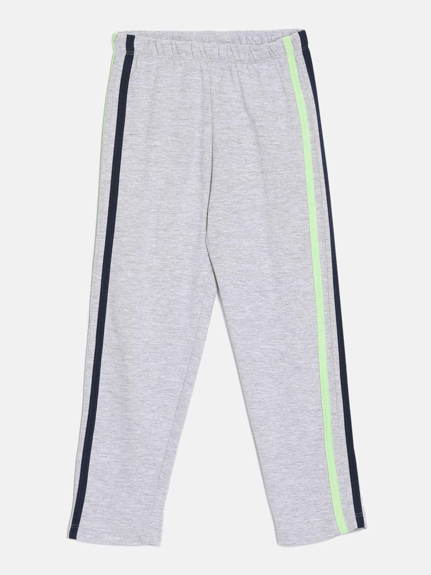 cotton track pants with laid on stripes grey