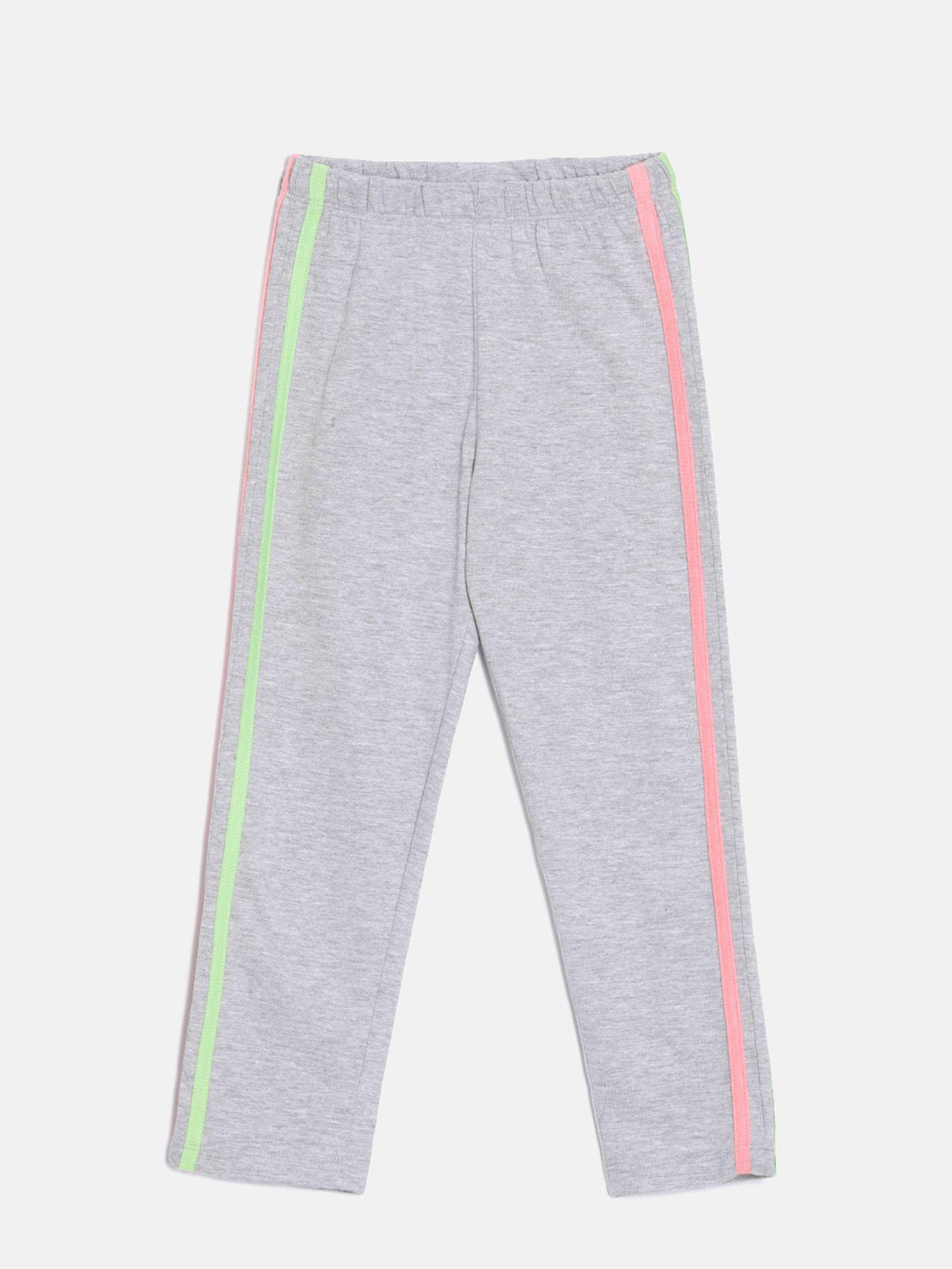 cotton track pants with laid on stripes grey