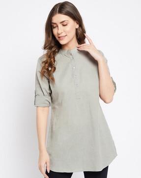cotton tunic with roll-up sleeves