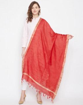 cotton tussar dupatta with tassel