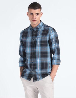 cotton twill plaid check shirt