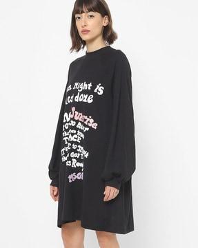 cotton typographic print sweatshirt dress