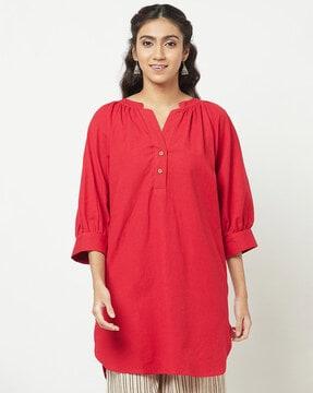 cotton v-neck tunic