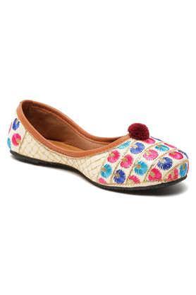 cotton velcro girls party wear juttis - multi