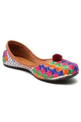 cotton velcro girls party wear juttis - multi