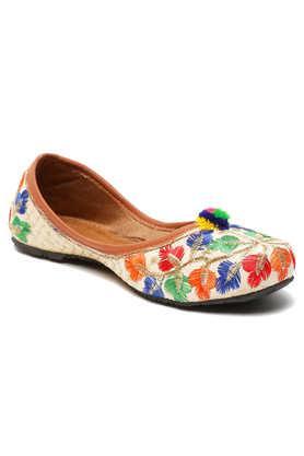 cotton velcro girls party wear juttis - multi