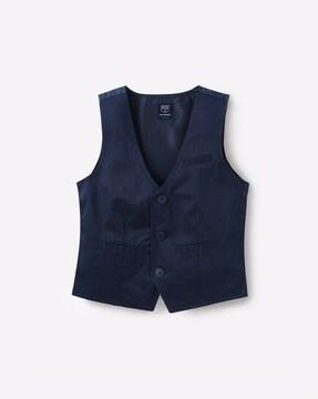 cotton vest with welt pockets