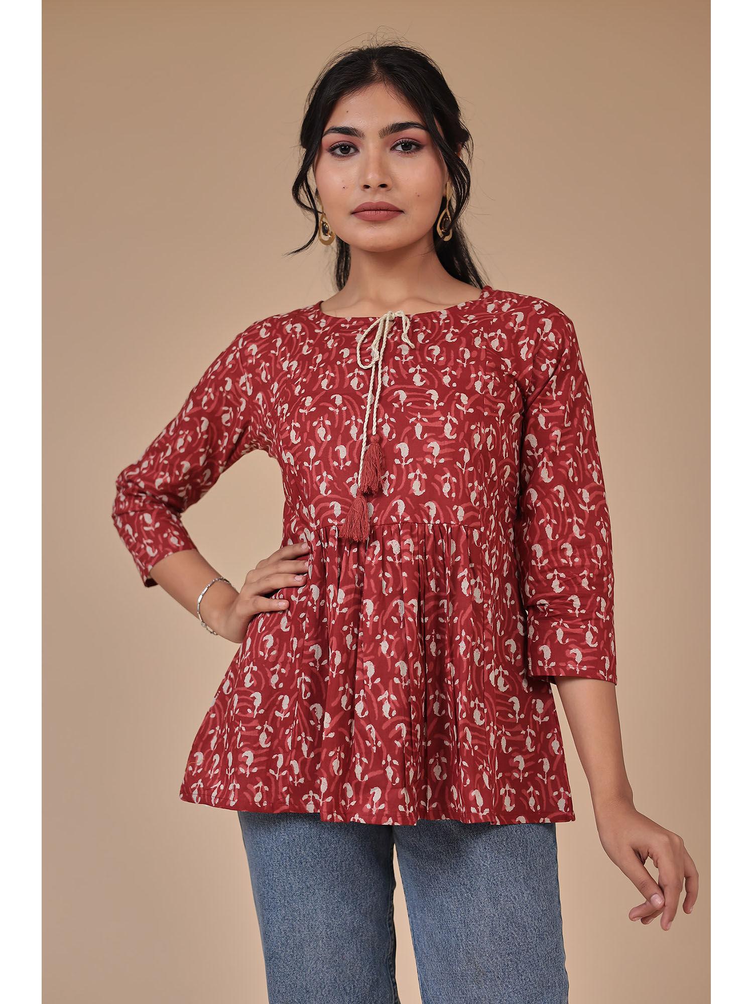 cotton viscose printed tunic