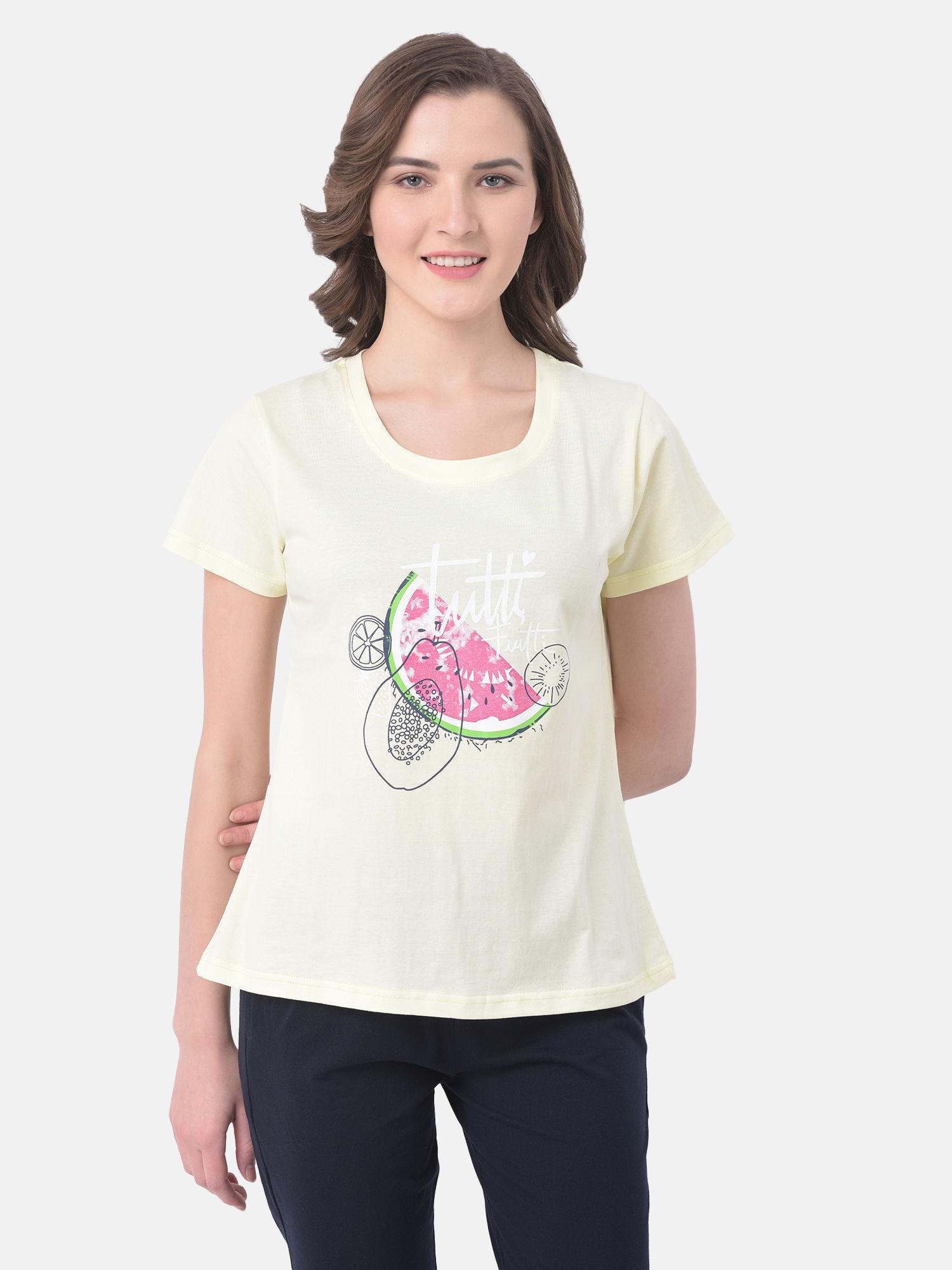 cotton watermelon printed t-shirt - yellow