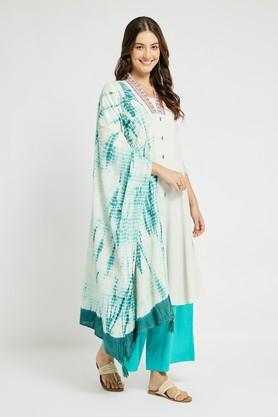 cotton women's dupatta - green mix