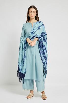 cotton women's dupatta - misty blue