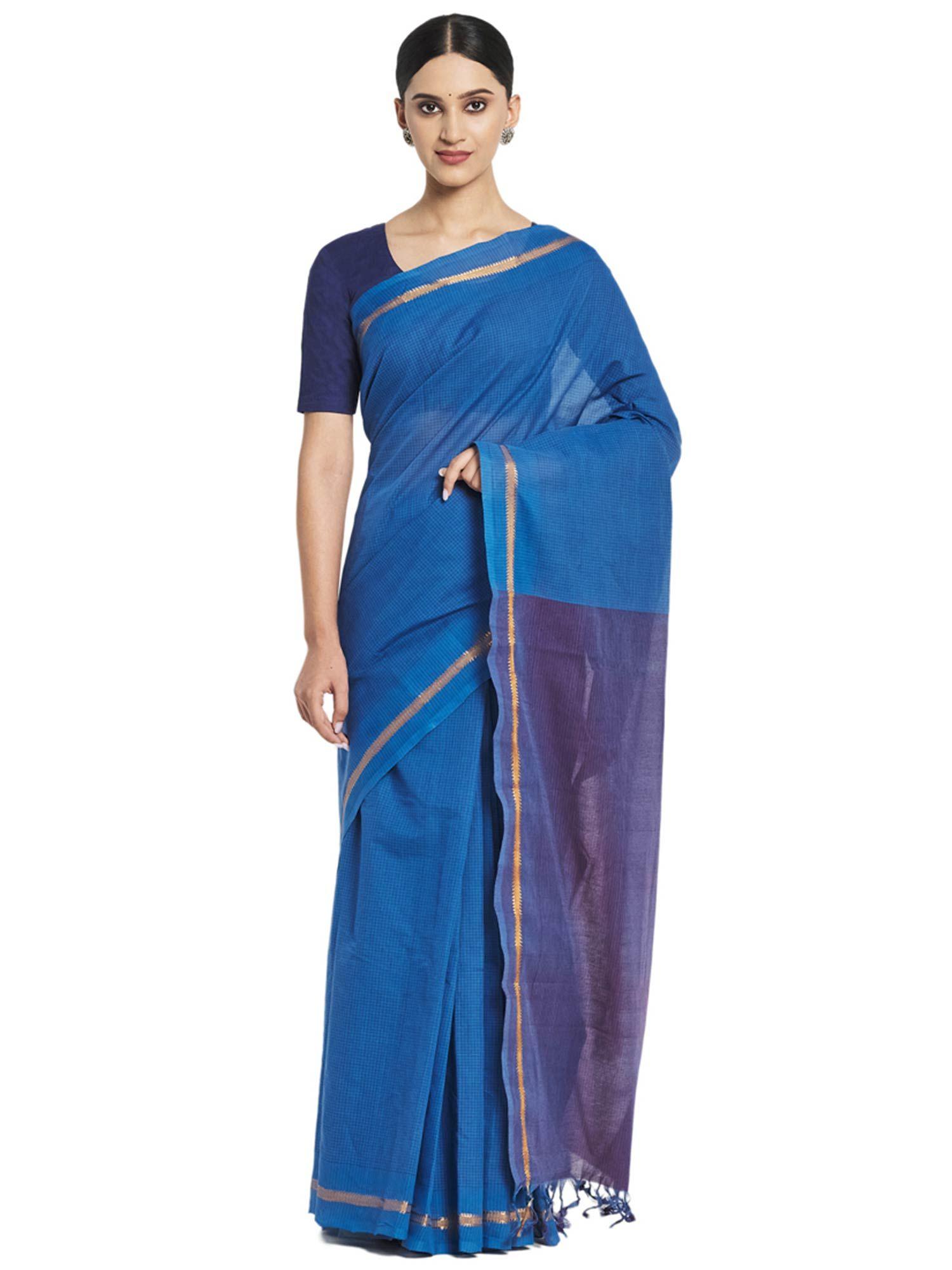 cotton woven sari (blue)