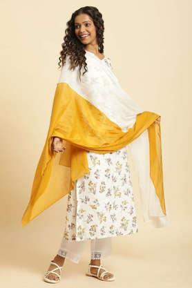 cotton woven women's dupatta - white