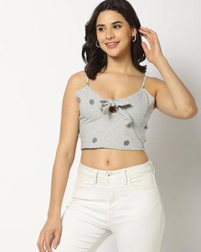 cotton yarn dyed strappy crop top