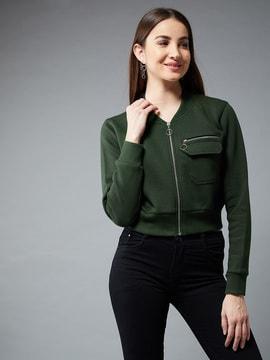 cotton zip-front bomber jacket