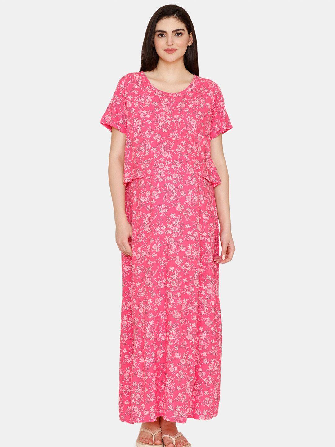 coucou by zivame floral printed maternity maxi nightdress