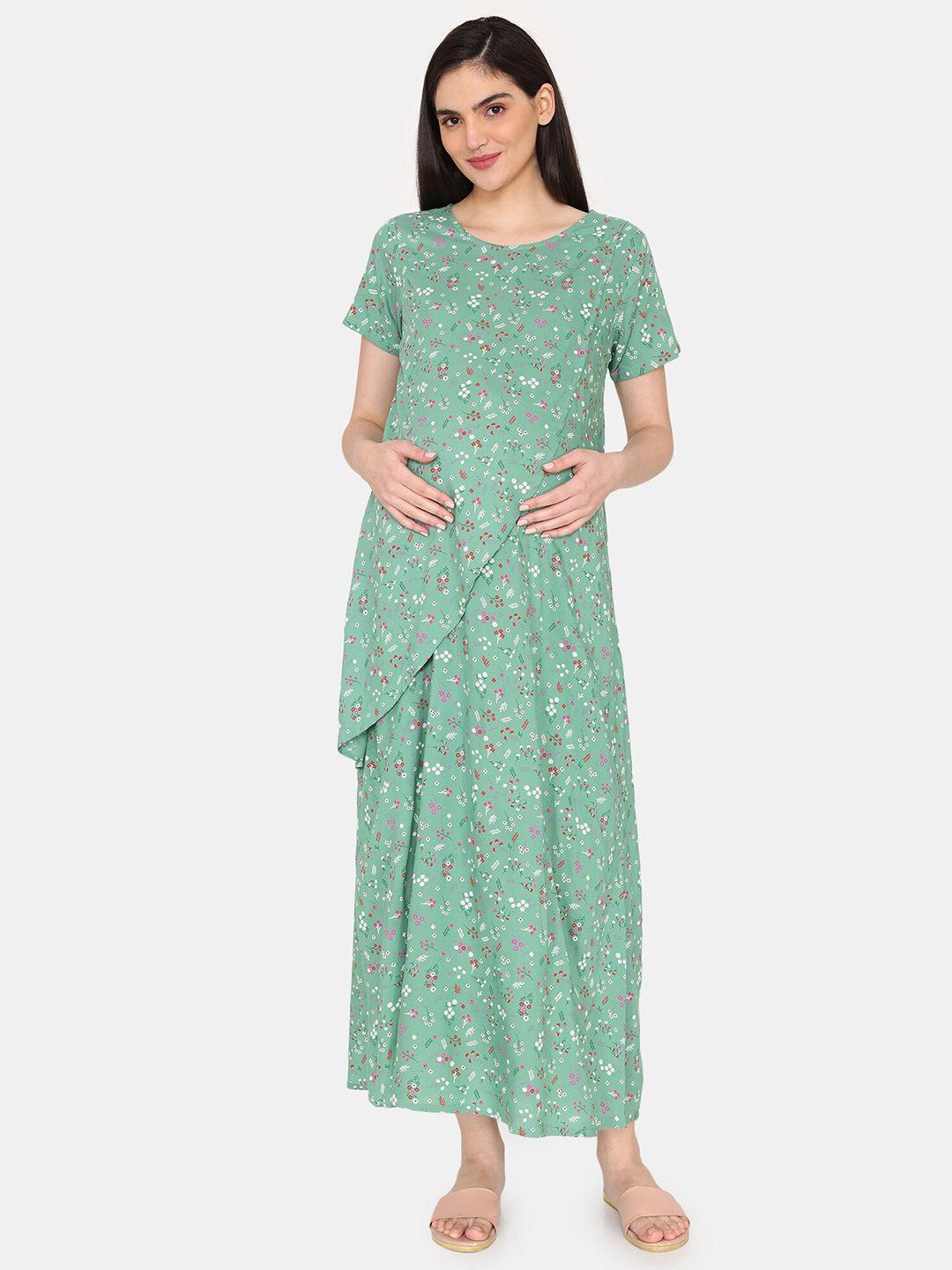 coucou by zivame floral printed maternity maxi nightdress