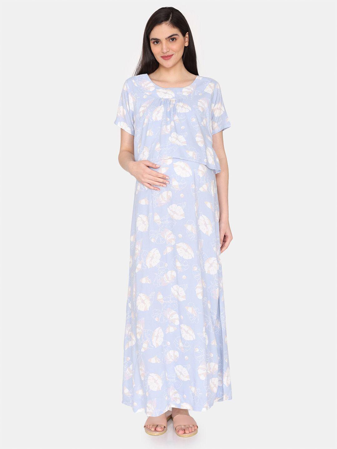 coucou by zivame floral printed maternity maxi nightdress