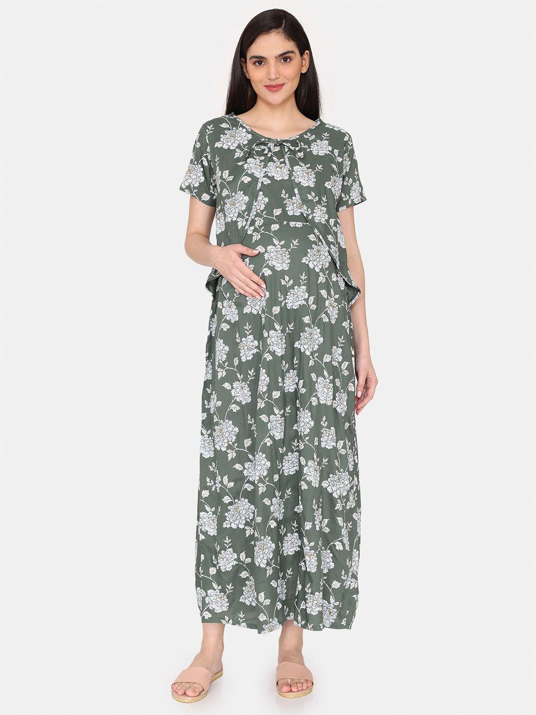 coucou by zivame floral printed maternity maxi nightdress