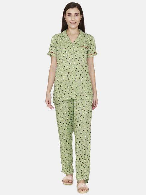 coucou by zivame green floral print pajama set