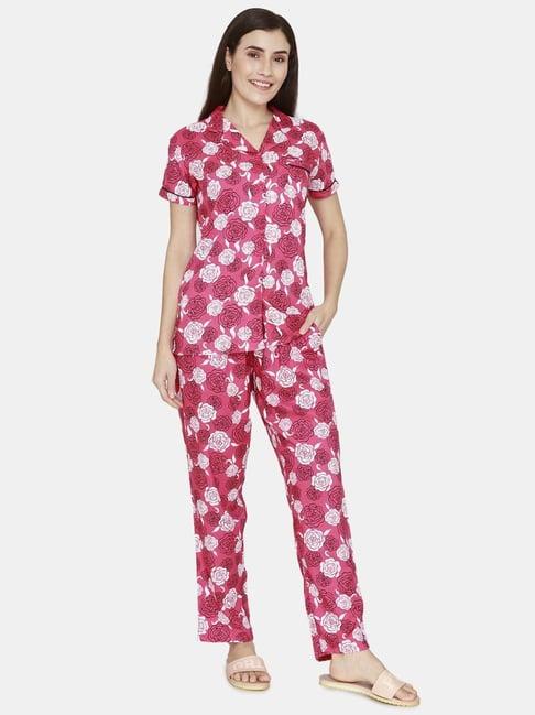 coucou by zivame pink floral print pajama set