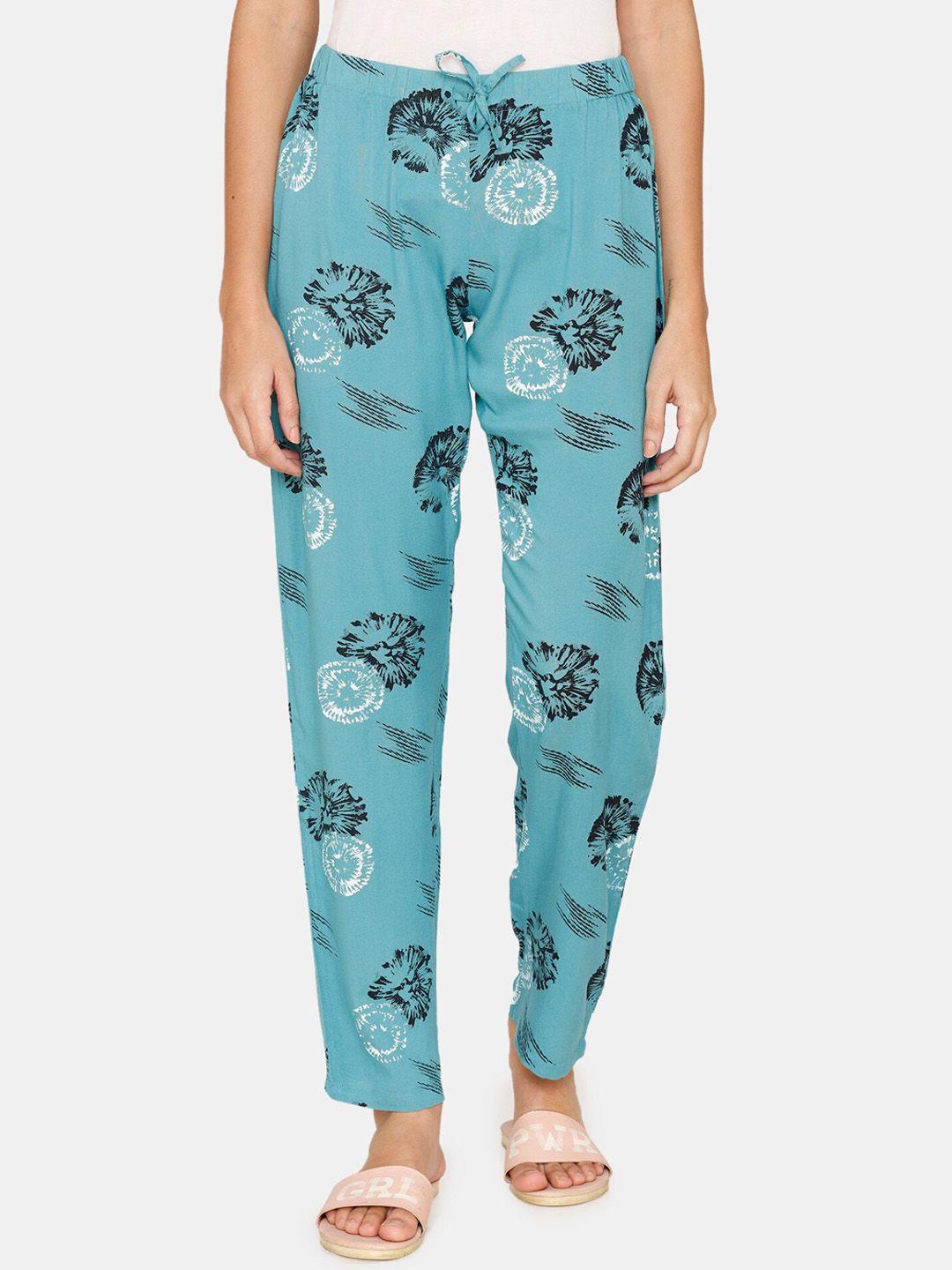 coucou by zivame women blue floral printed lounge pants