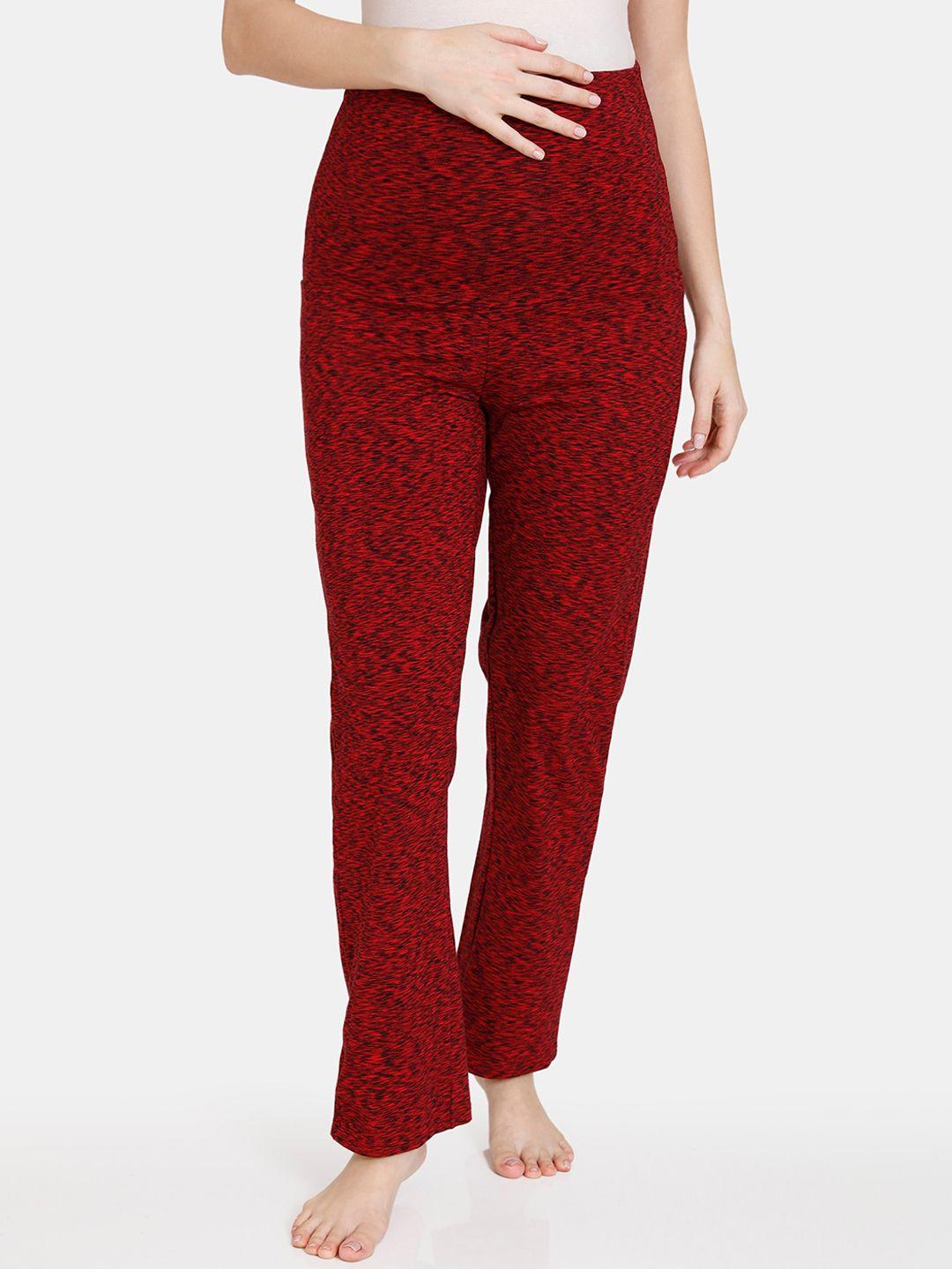 coucou by zivame women red printed bamboo cotton maternity lounge pant