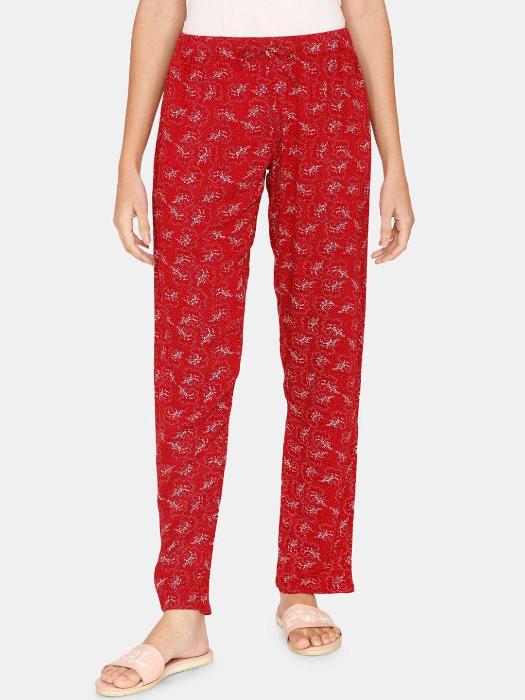 coucou by zivame women red printed lounge pants