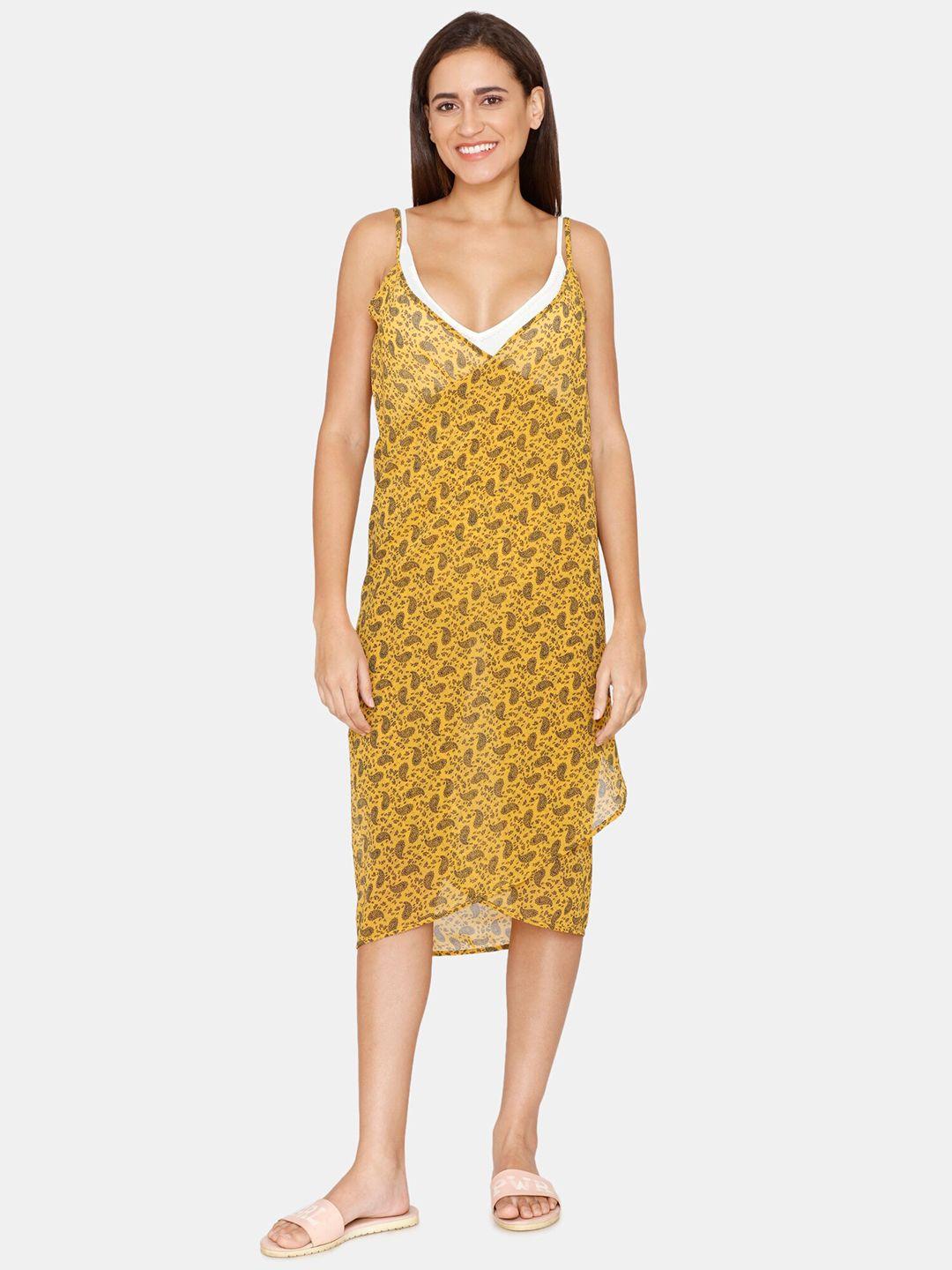 coucou by zivame women yellow & black printed sarong