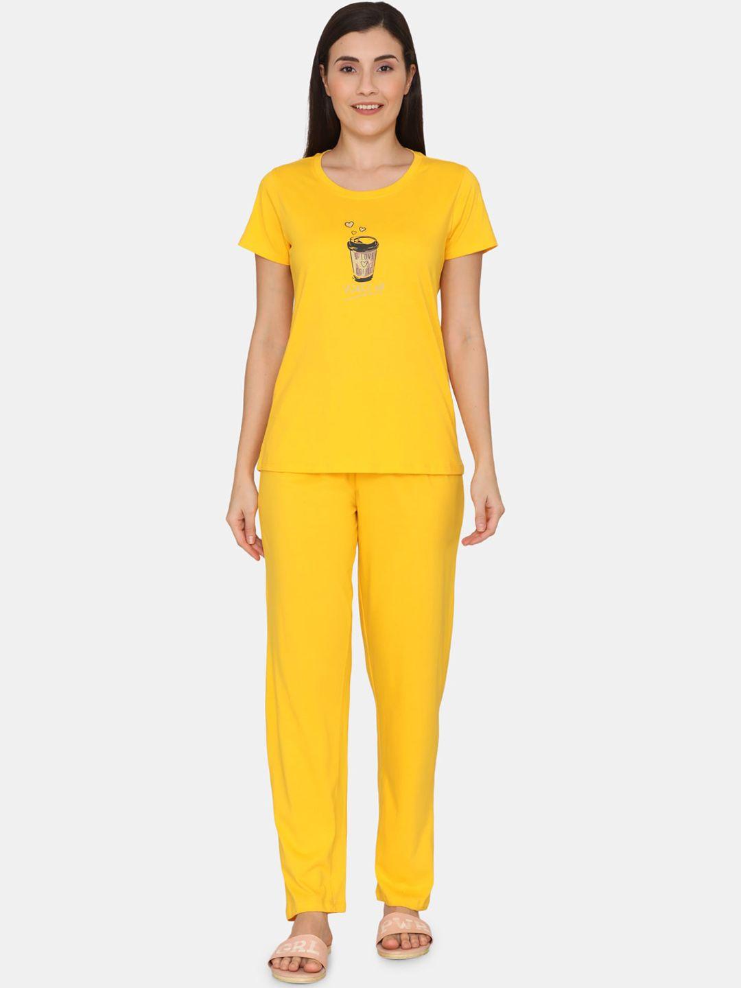 coucou by zivame women yellow night suit