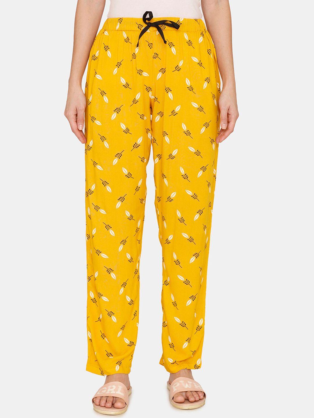 coucou by zivame women yellow printed lounge pants
