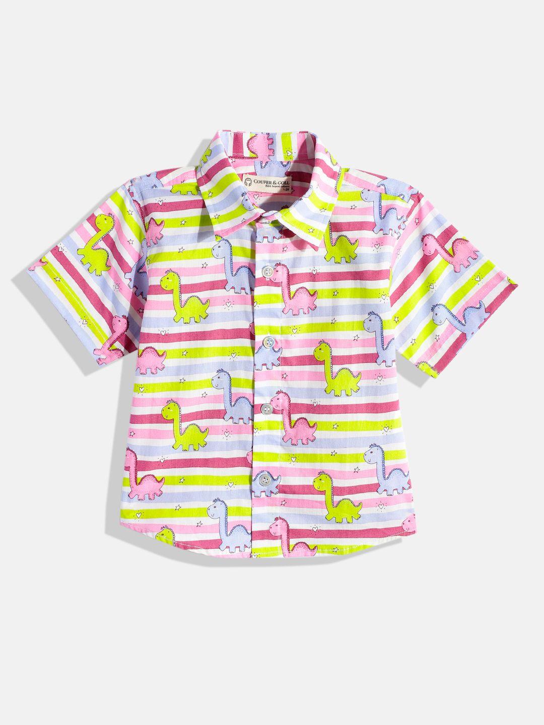 couper & coll boys pink pure cotton premium conversational printed casual shirt