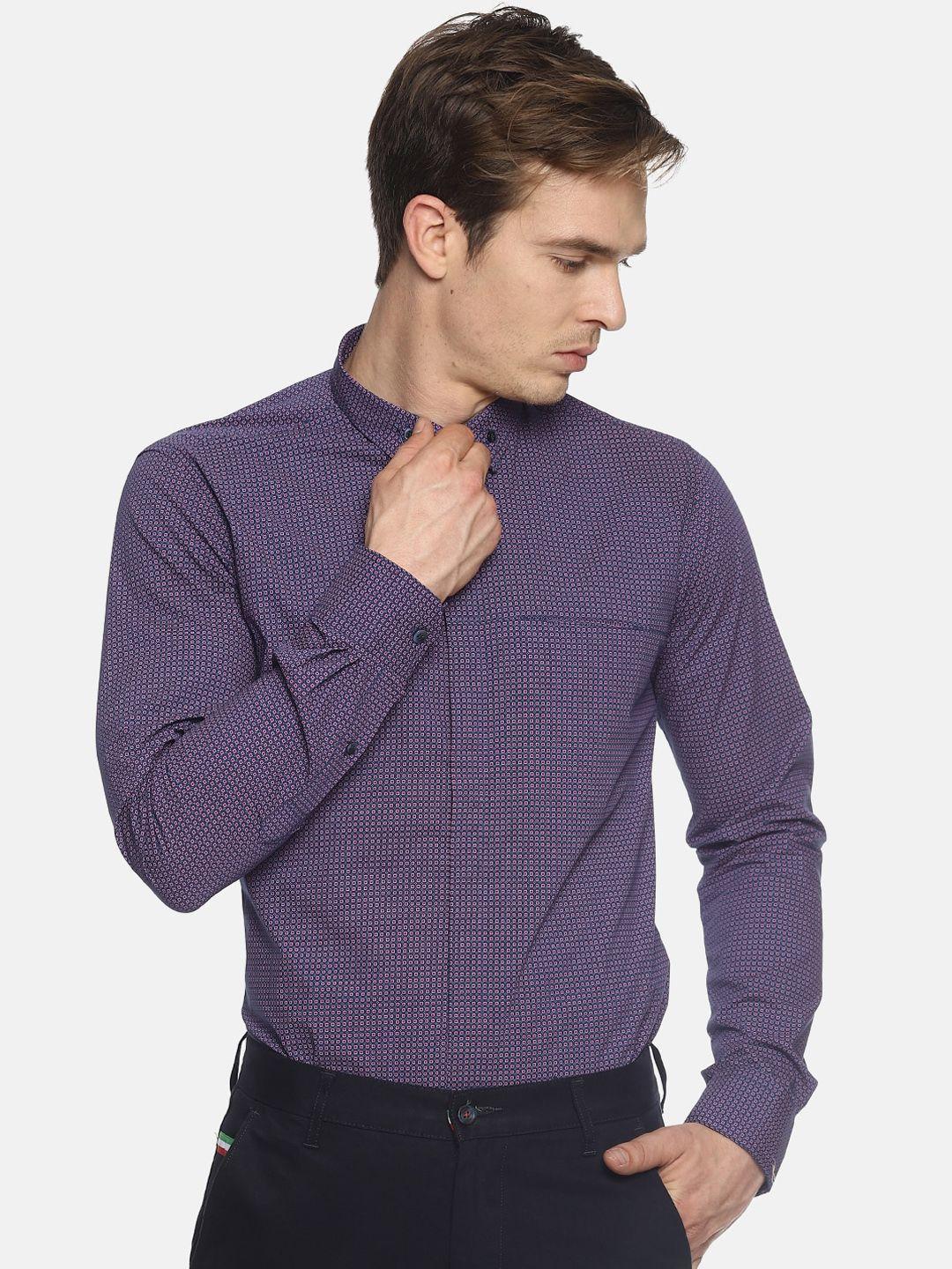 couper & coll men purple checked casual shirt